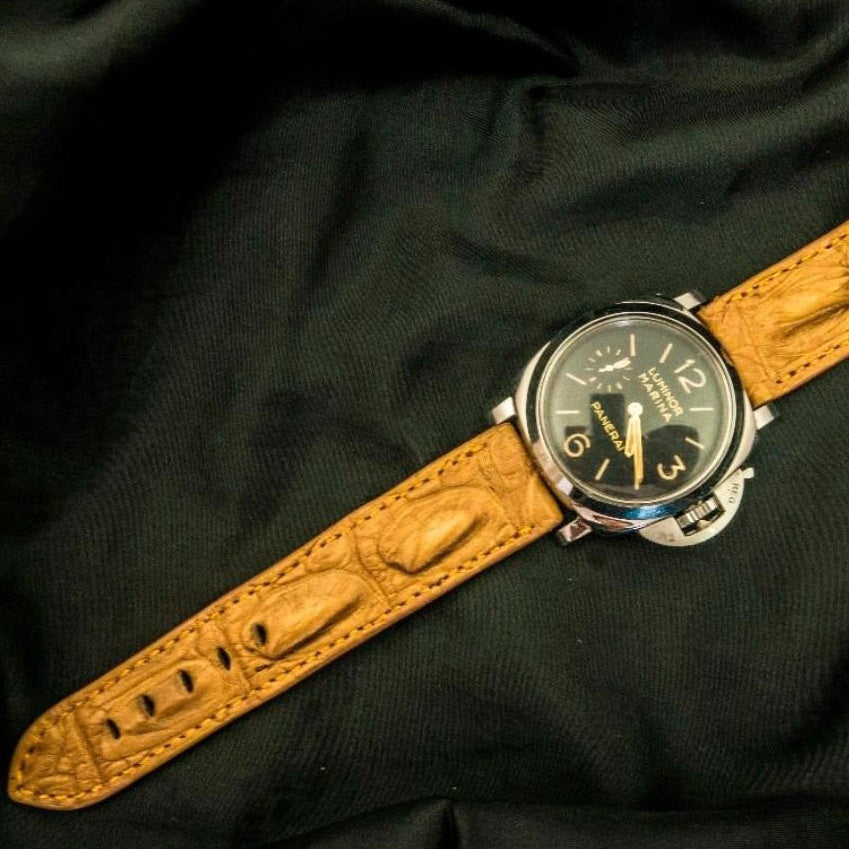 ORANGE CROCODILE HORNBACK LEATHER STRAP