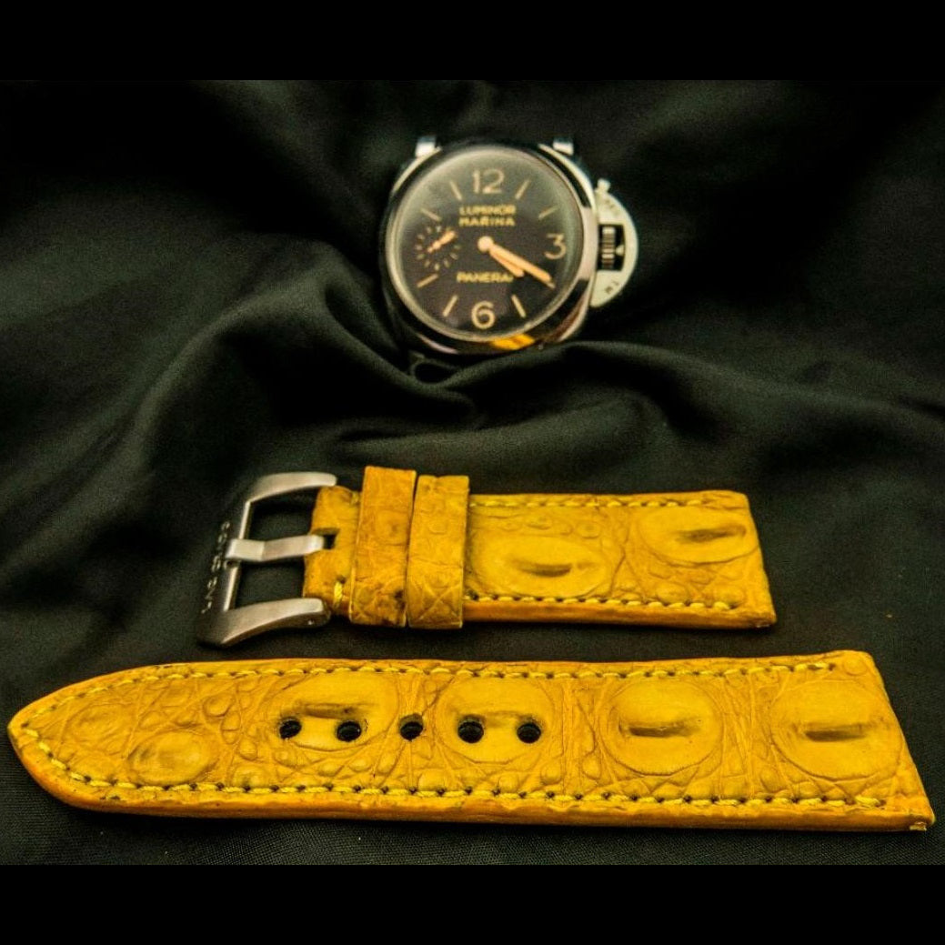 YELLOW CROCODILE HORNBACK LEATHER STRAP