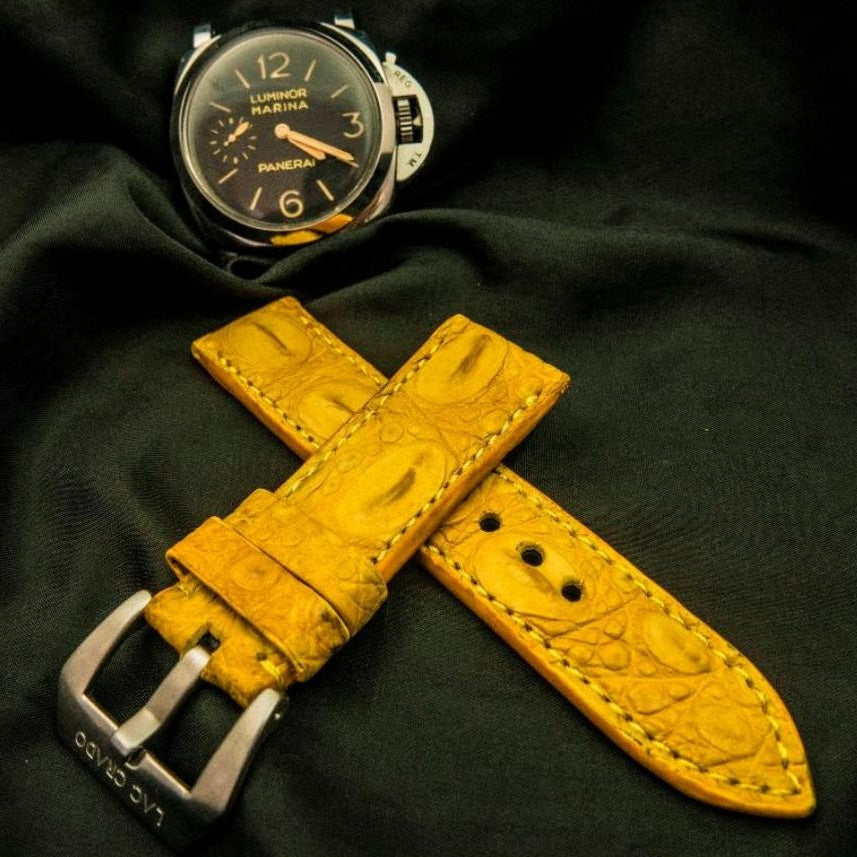 YELLOW CROCODILE HORNBACK LEATHER STRAP