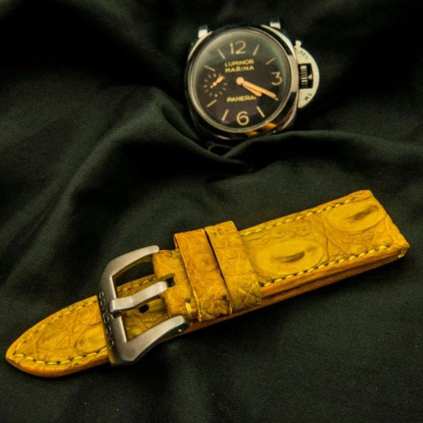 YELLOW CROCODILE HORNBACK LEATHER STRAP