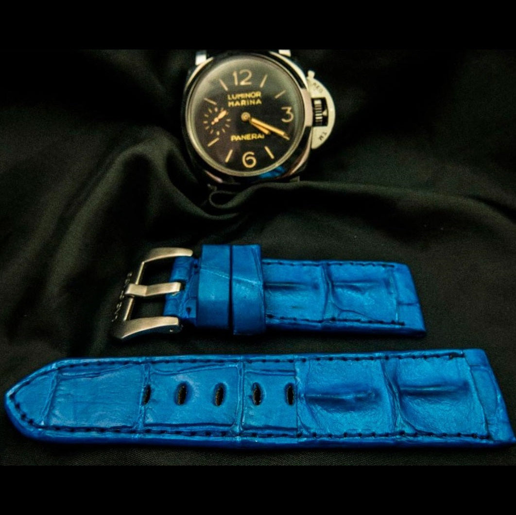 BLUE CROCODILE HORNBACK LEATHER STRAP