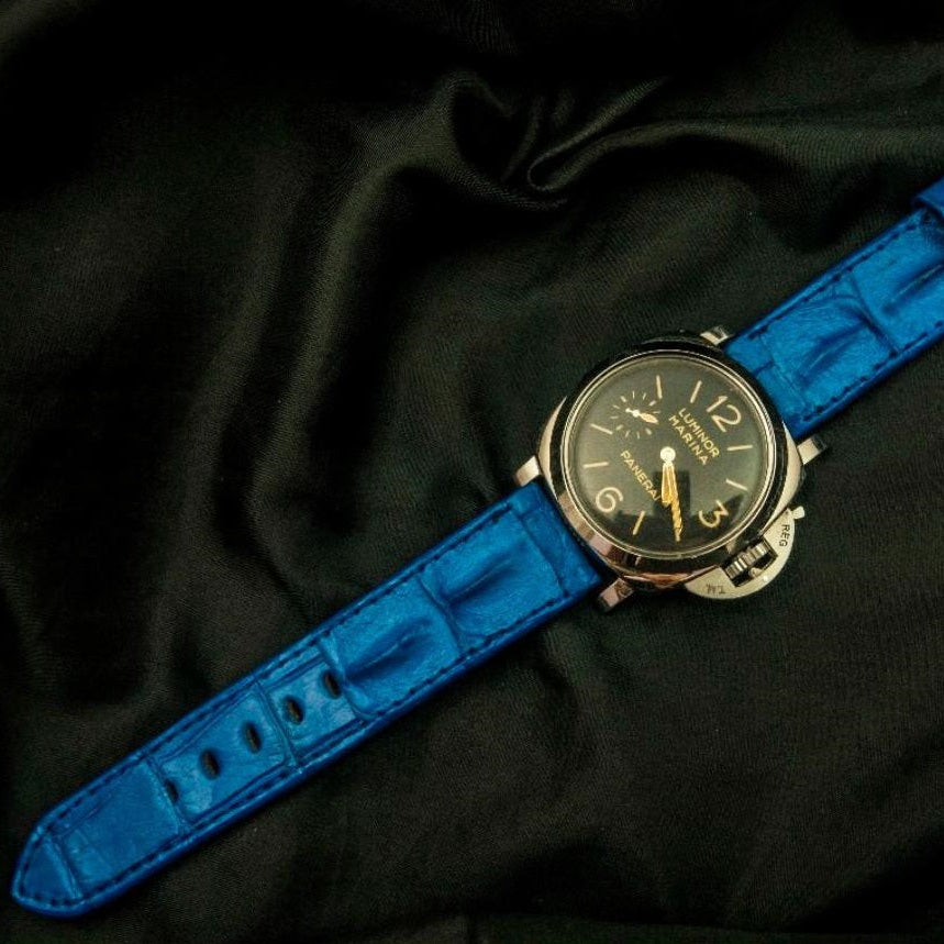 BLUE CROCODILE HORNBACK LEATHER STRAP