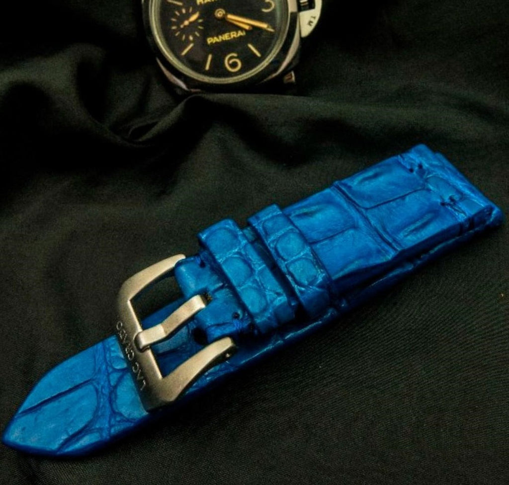 BLUE CROCODILE HORNBACK LEATHER STRAP