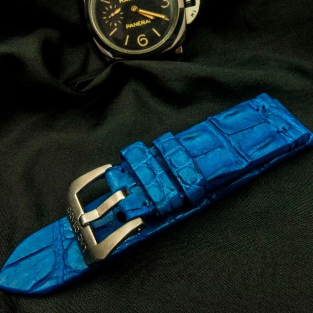 BLUE CROCODILE HORNBACK LEATHER STRAP