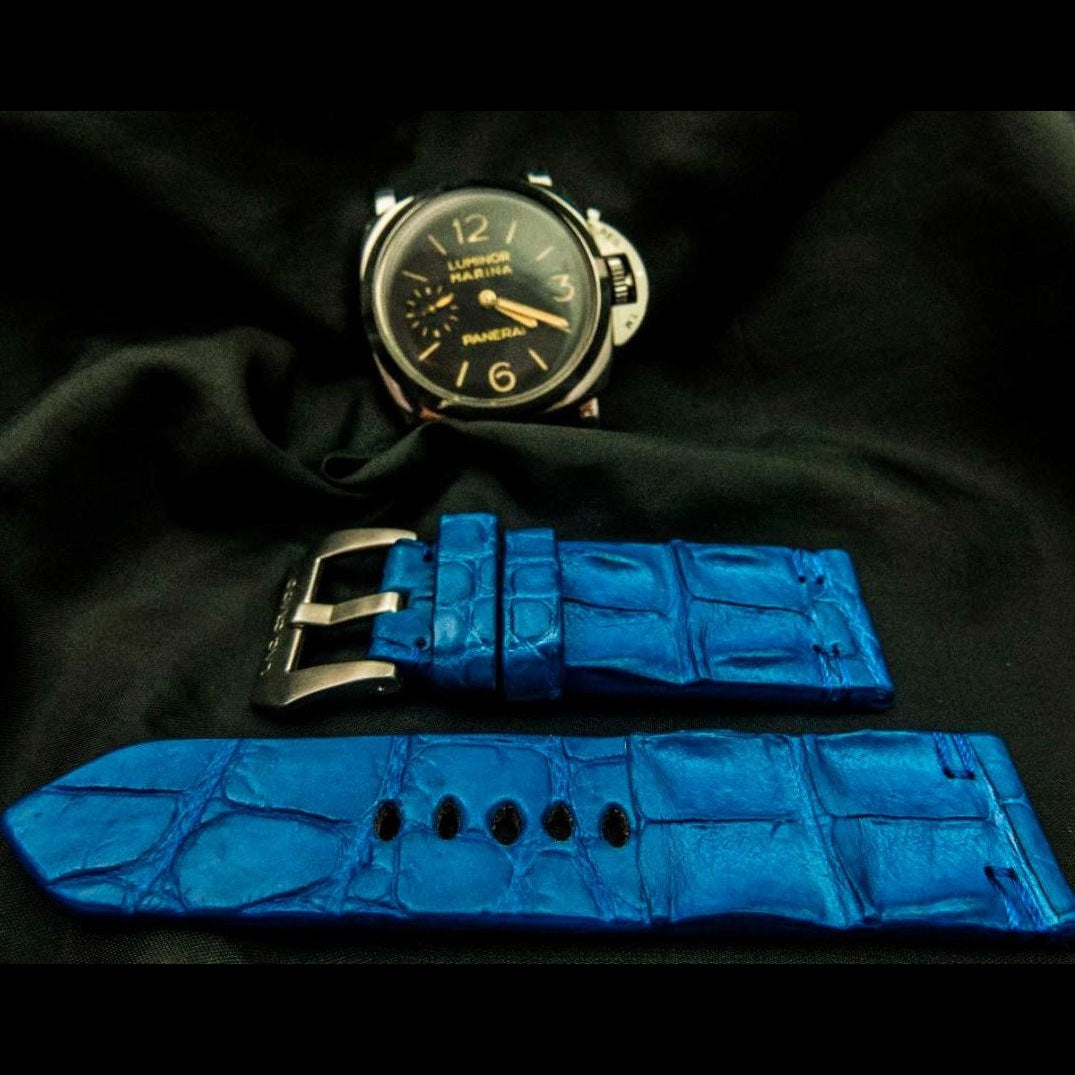 BLUE CROCODILE HORNBACK LEATHER STRAP