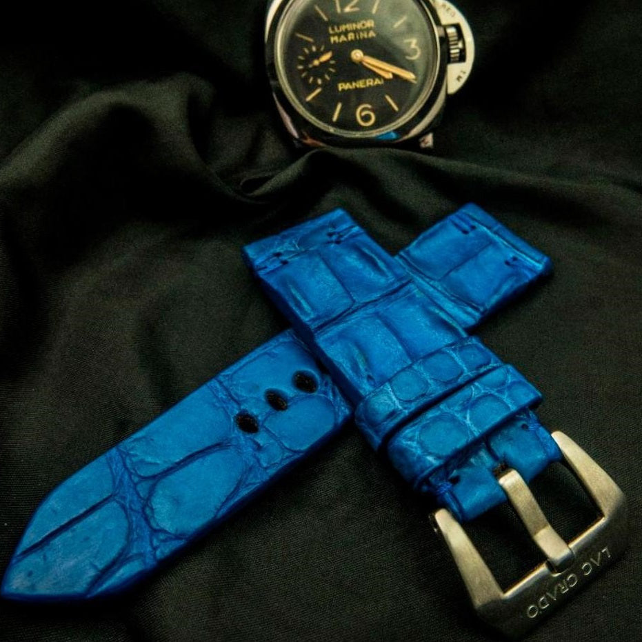 BLUE CROCODILE HORNBACK LEATHER STRAP