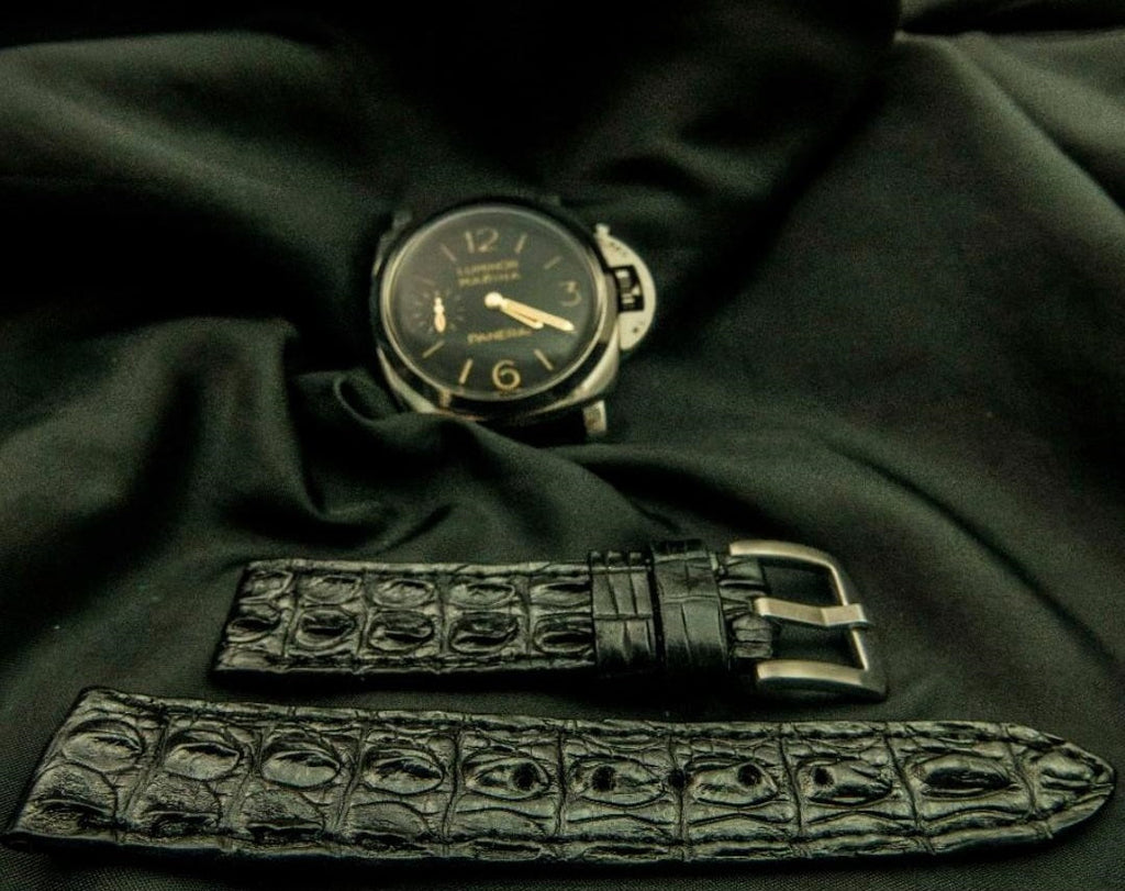 BLACK CROCODILE HORNBACK LEATHER STRAP - Lac Crado 