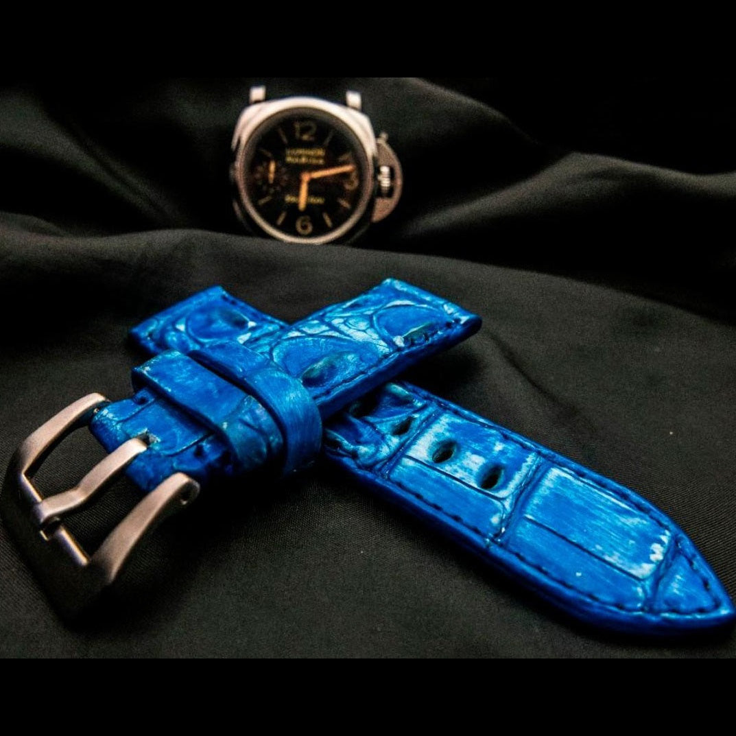 BLUE CROCODILE HORNBACK LEATHER STRAP