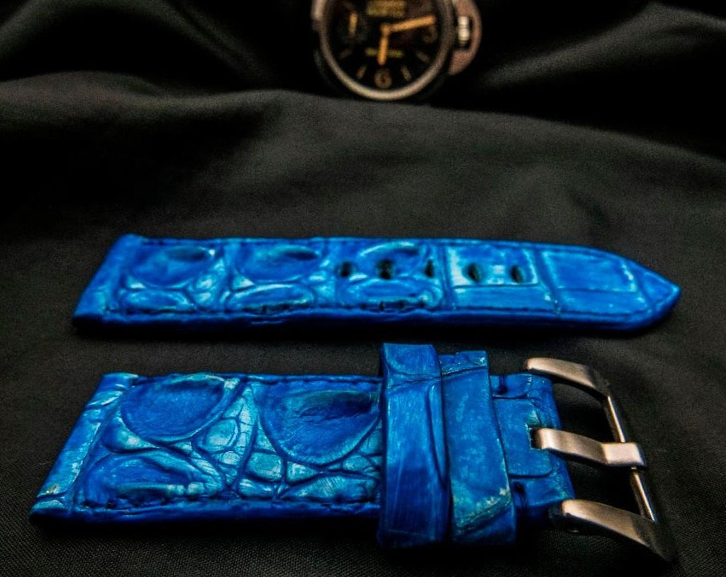 BLUE CROCODILE HORNBACK LEATHER STRAP