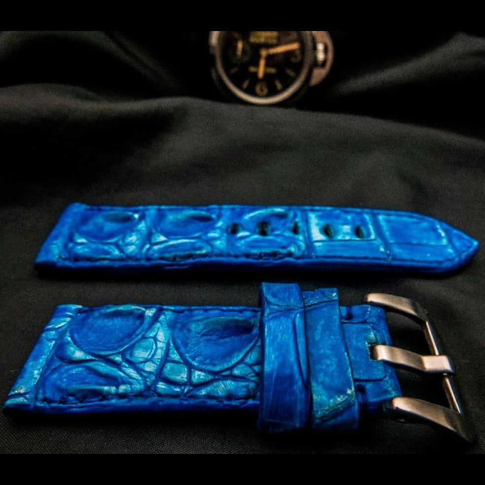 BLUE CROCODILE HORNBACK LEATHER STRAP