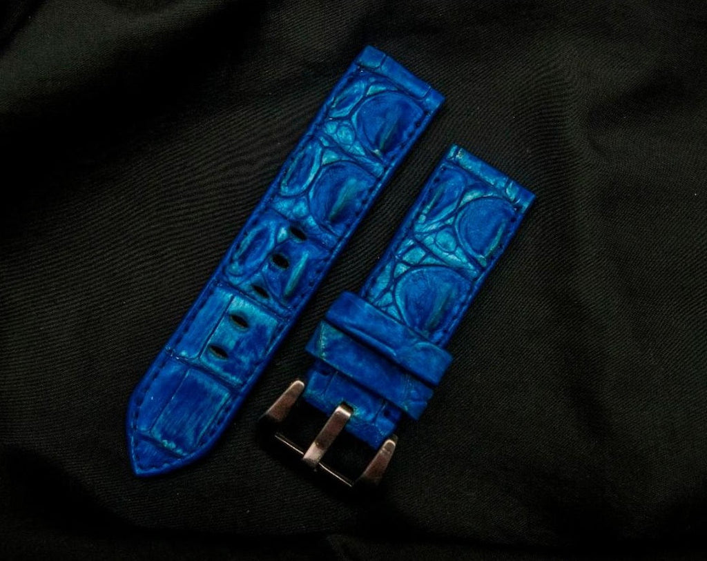 BLUE CROCODILE HORNBACK LEATHER STRAP