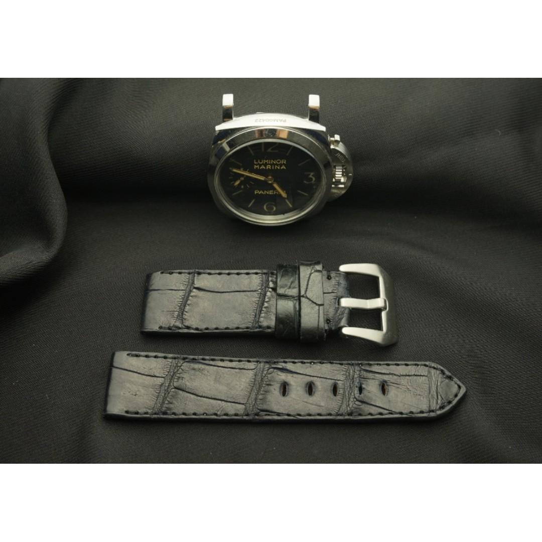 BLACK CROCODILE BELLY LEATHER STRAP - Lac Crado 