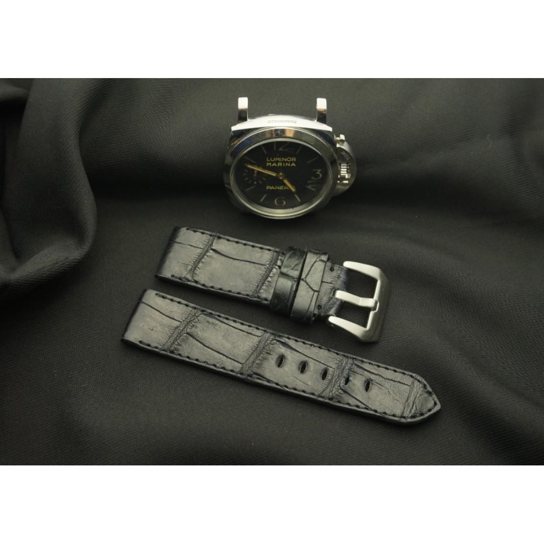 BLACK CROCODILE BELLY LEATHER STRAP - Lac Crado 