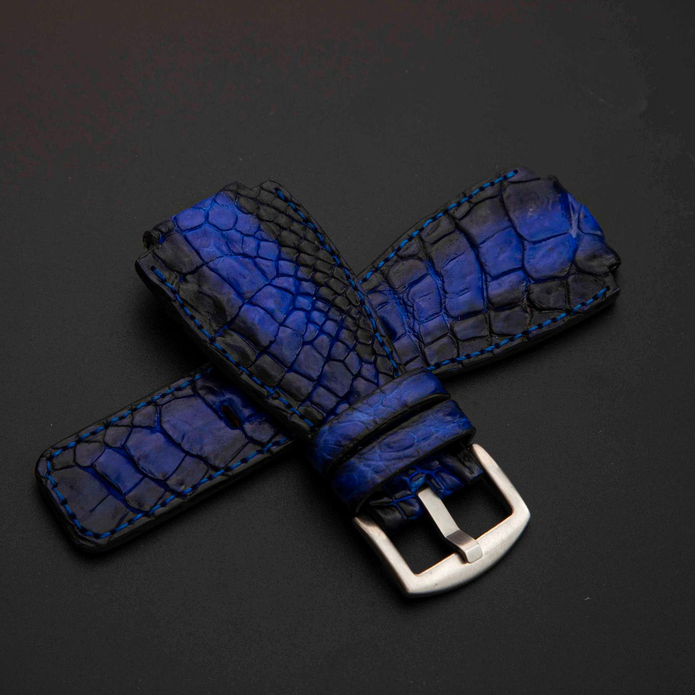 BLACK&BLUE CROCODILE HORNBACK LEATHER STRAP
