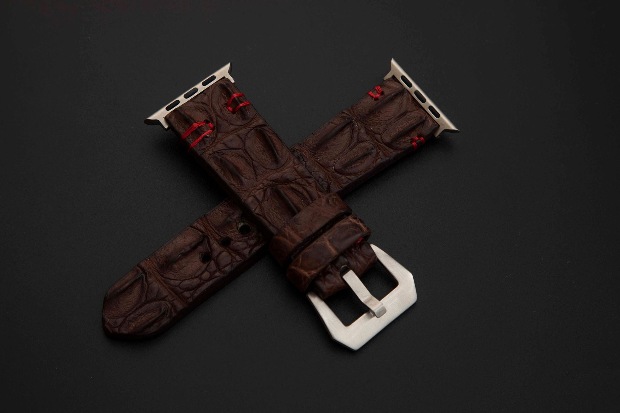 BROWN CROCODILE HORNBACK LEATHER STRAP