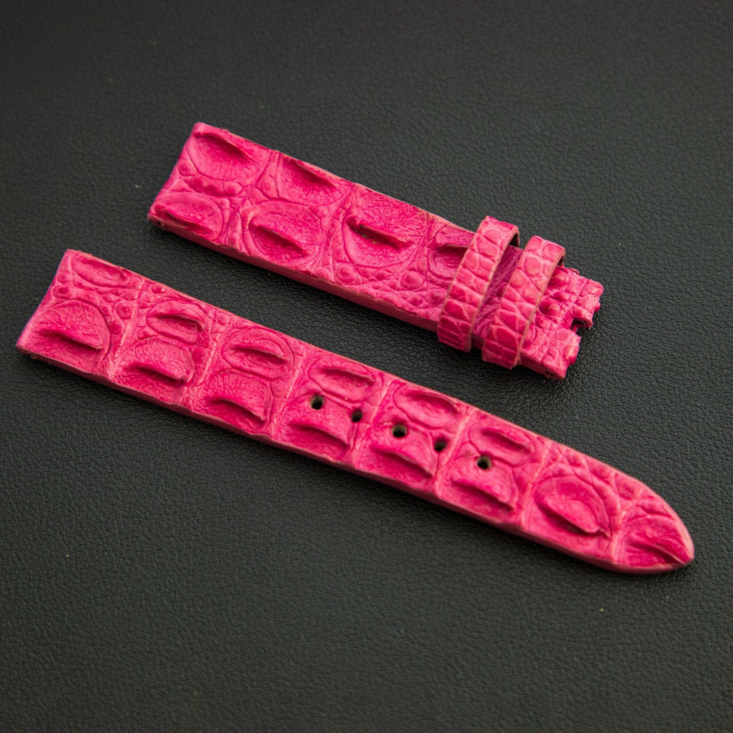 PINK CROCODILE HORNBACK LEATHER STRAP
