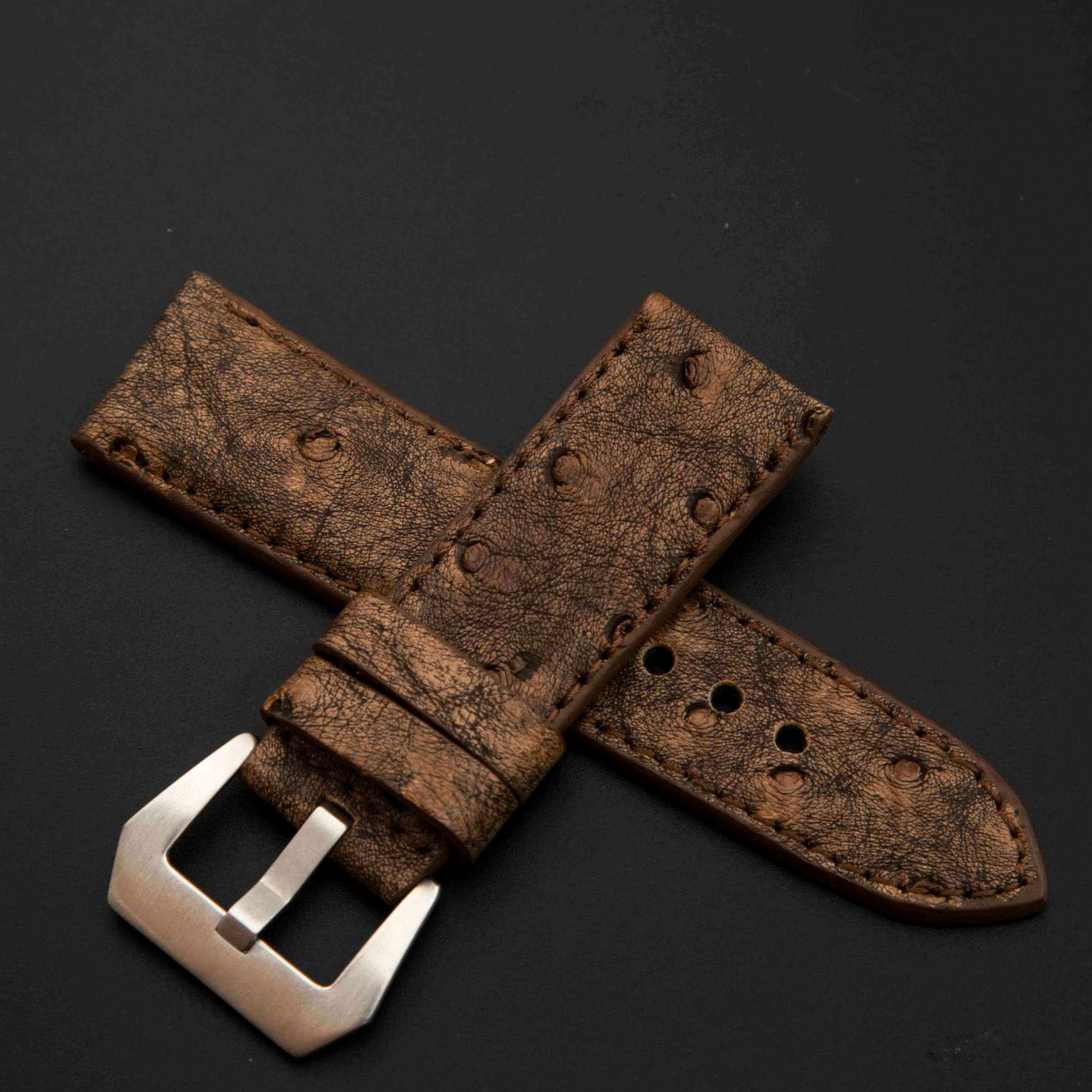 BROWN OSTRICH LEATHER STRAP