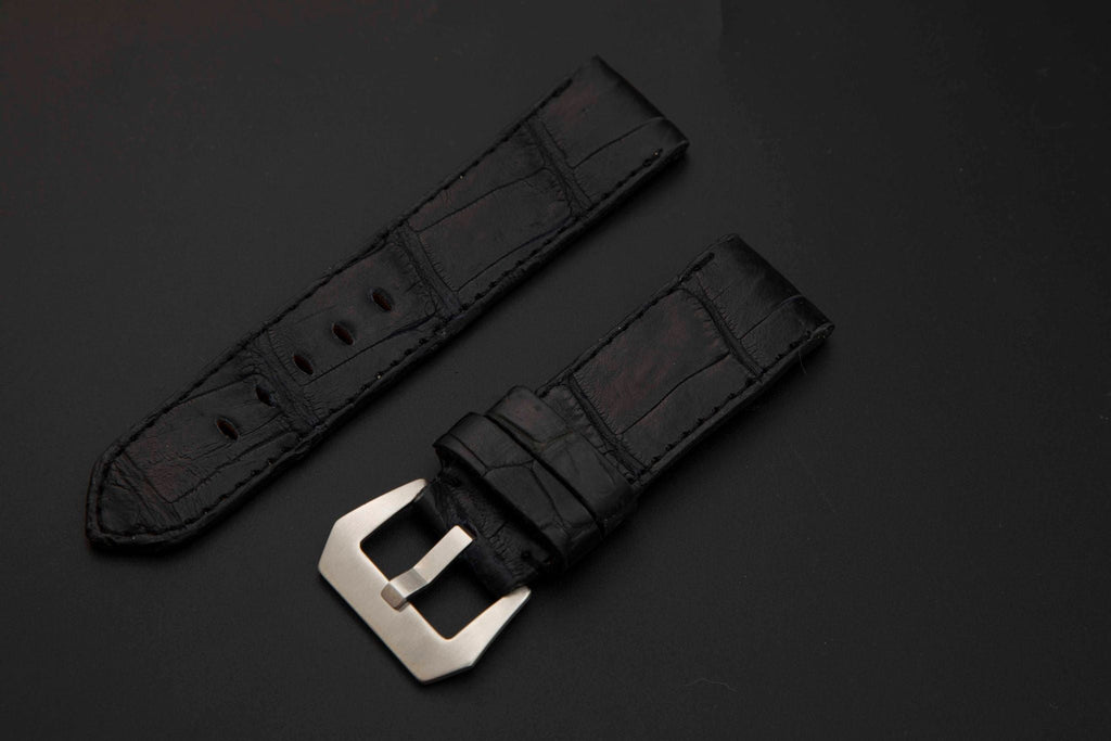 BLACK CROCODILE BELLY LEATHER STRAP - Lac Crado 