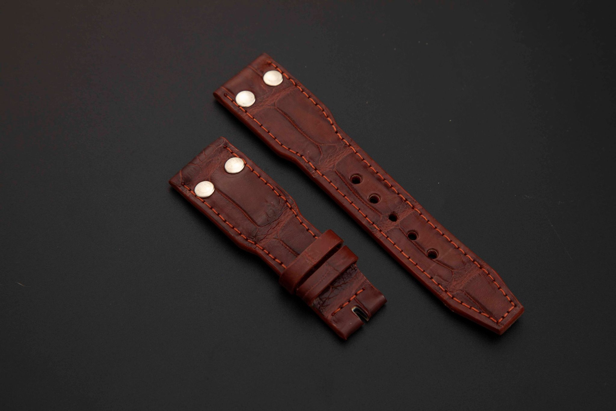 BROWN CROCODILE BELLY LEATHER STRAP