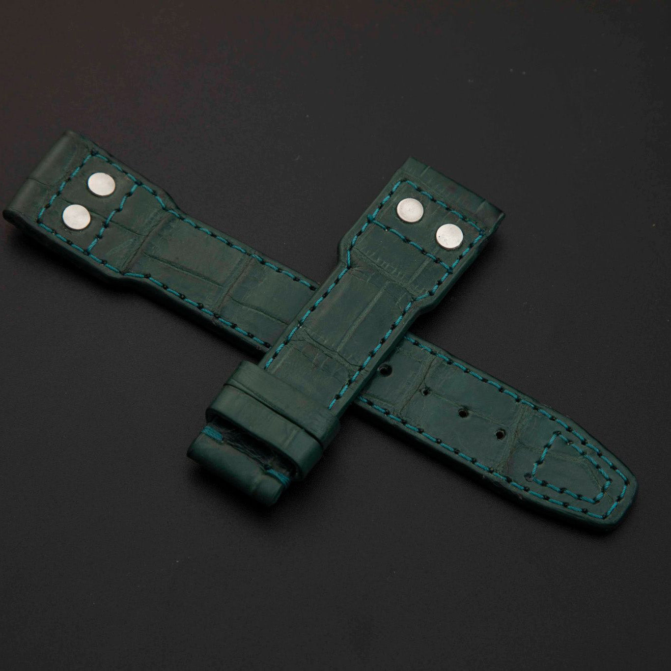 GREEN CROCODILE BELLY LEATHER STRAP