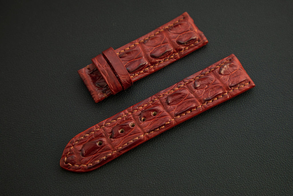 BROWN CROCODILE HORNBACK LEATHER STRAP