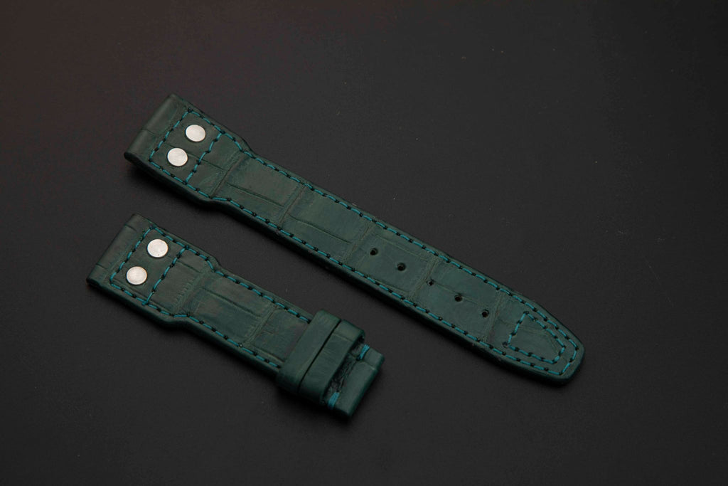 GREEN CROCODILE BELLY LEATHER STRAP