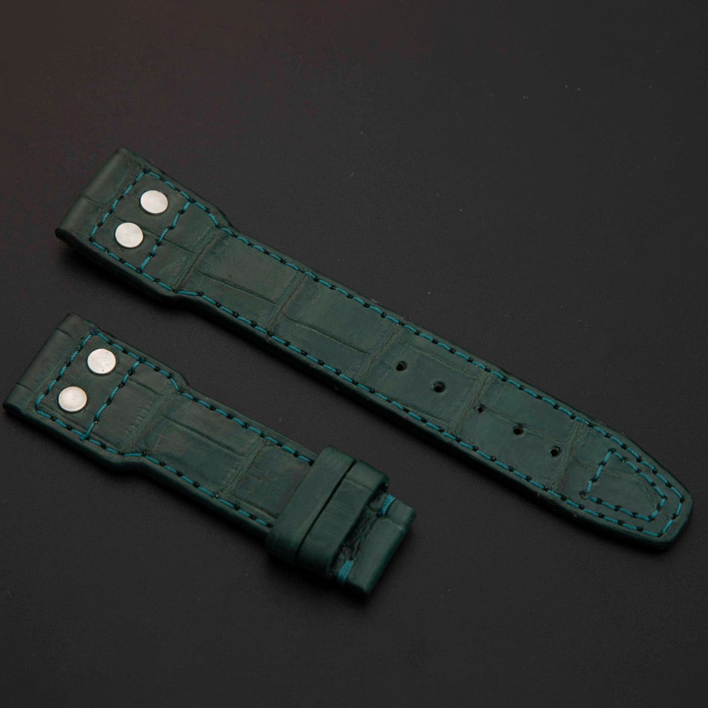 GREEN CROCODILE BELLY LEATHER STRAP
