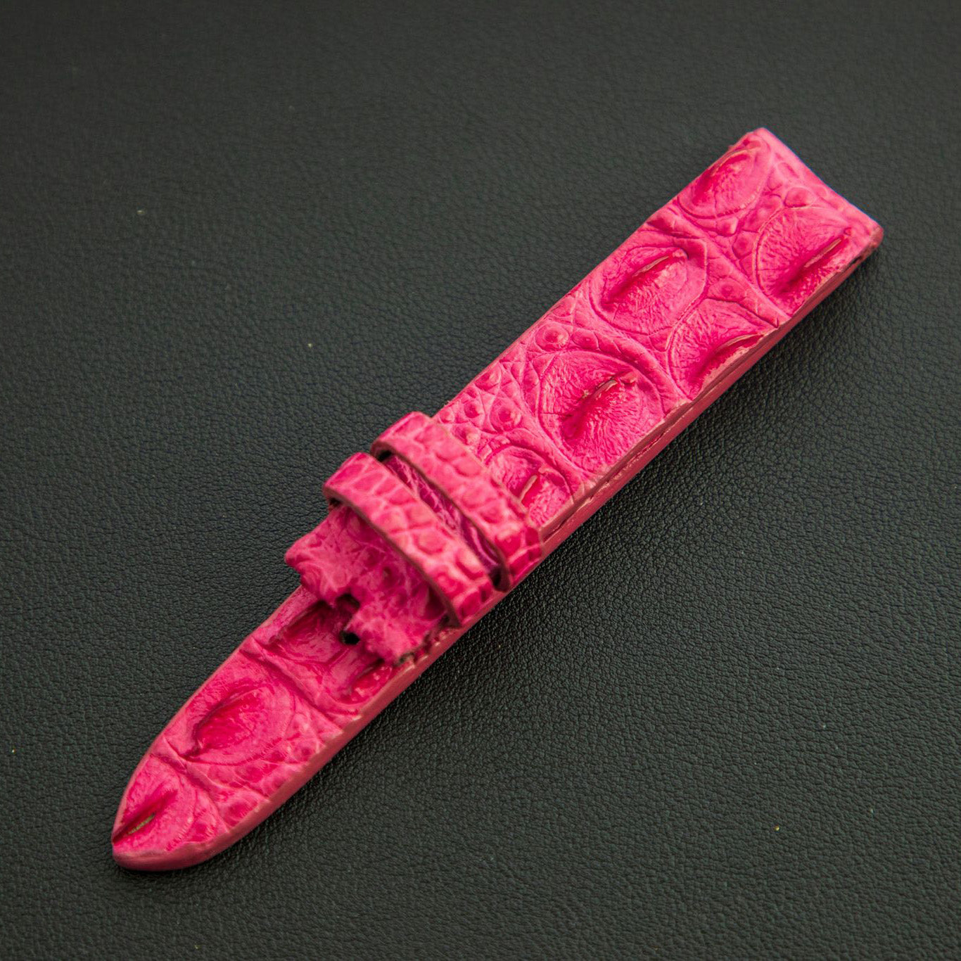 PINK CROCODILE HORNBACK LEATHER STRAP