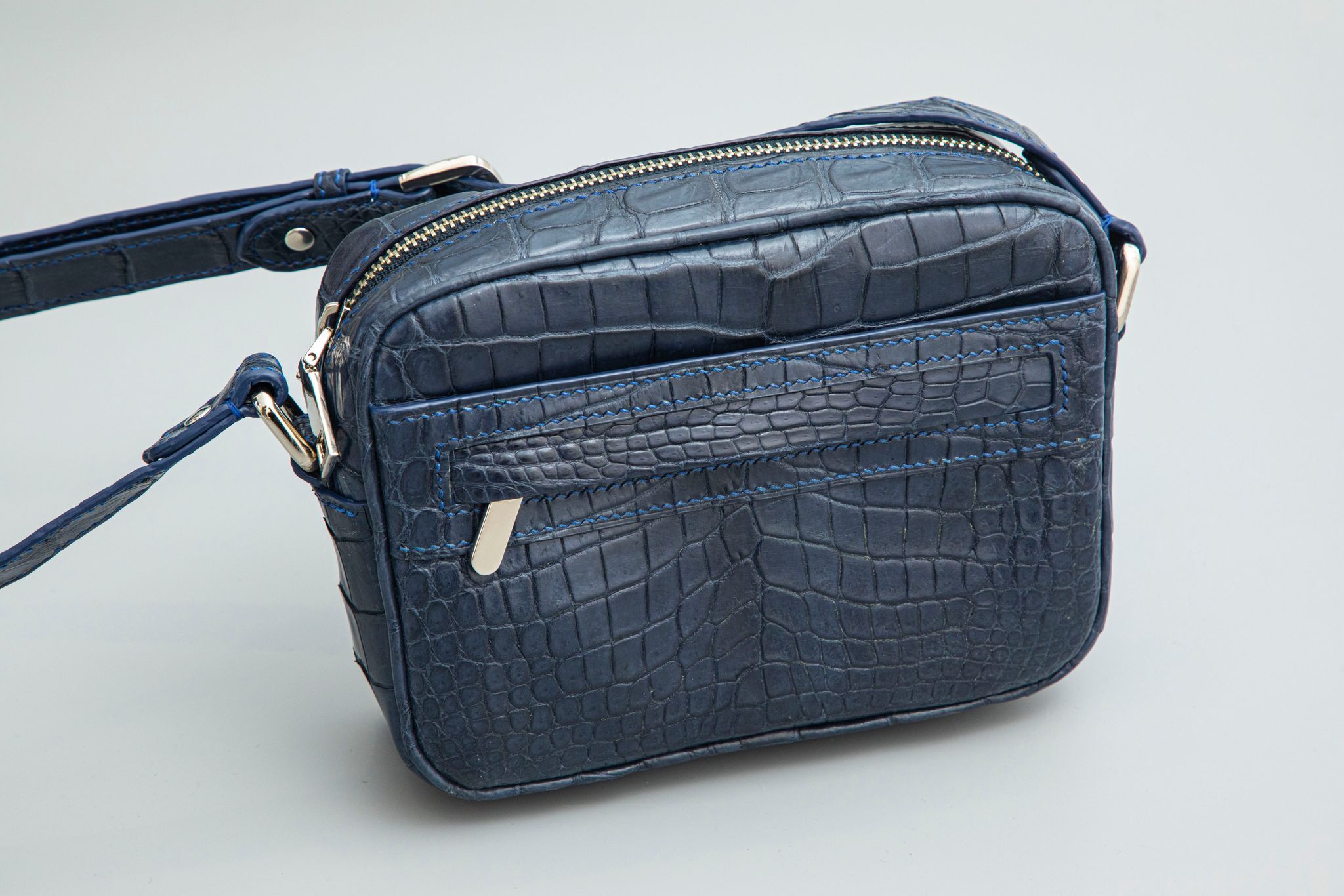 BLUE HANDMADE GENUINE CROCODILE BAG