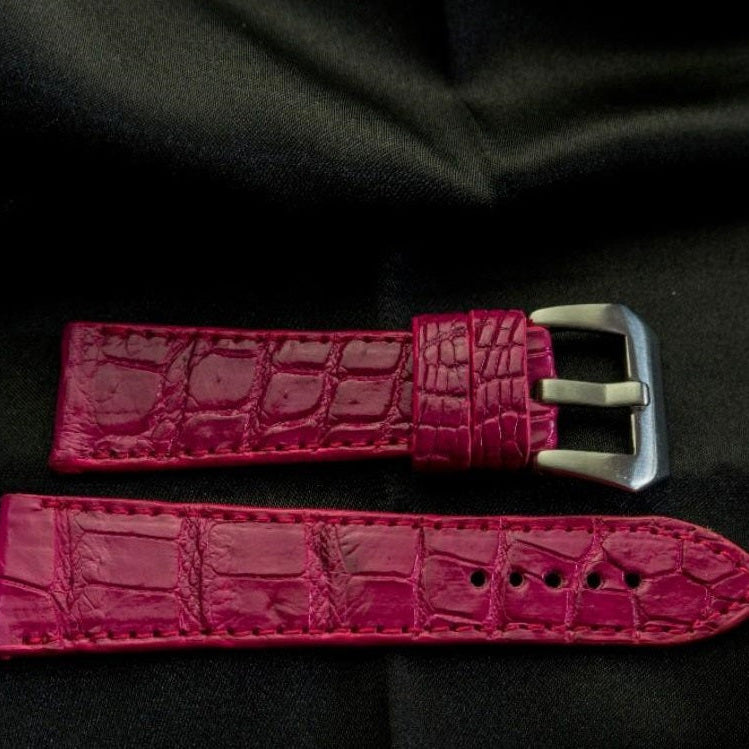 PINK CROCODILE BELLY LEATHER STRAP