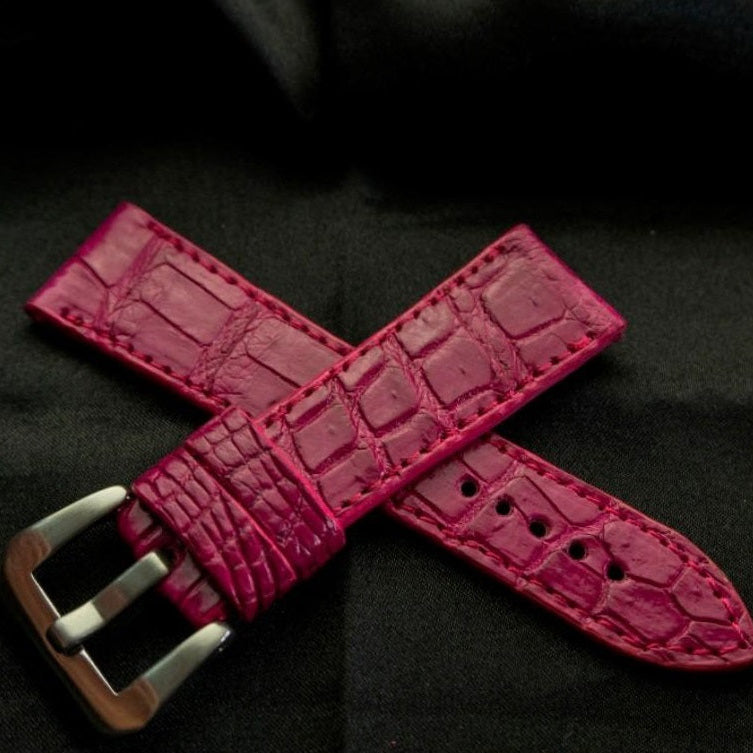 PINK CROCODILE BELLY LEATHER STRAP