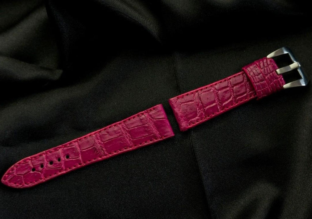 PINK CROCODILE BELLY LEATHER STRAP