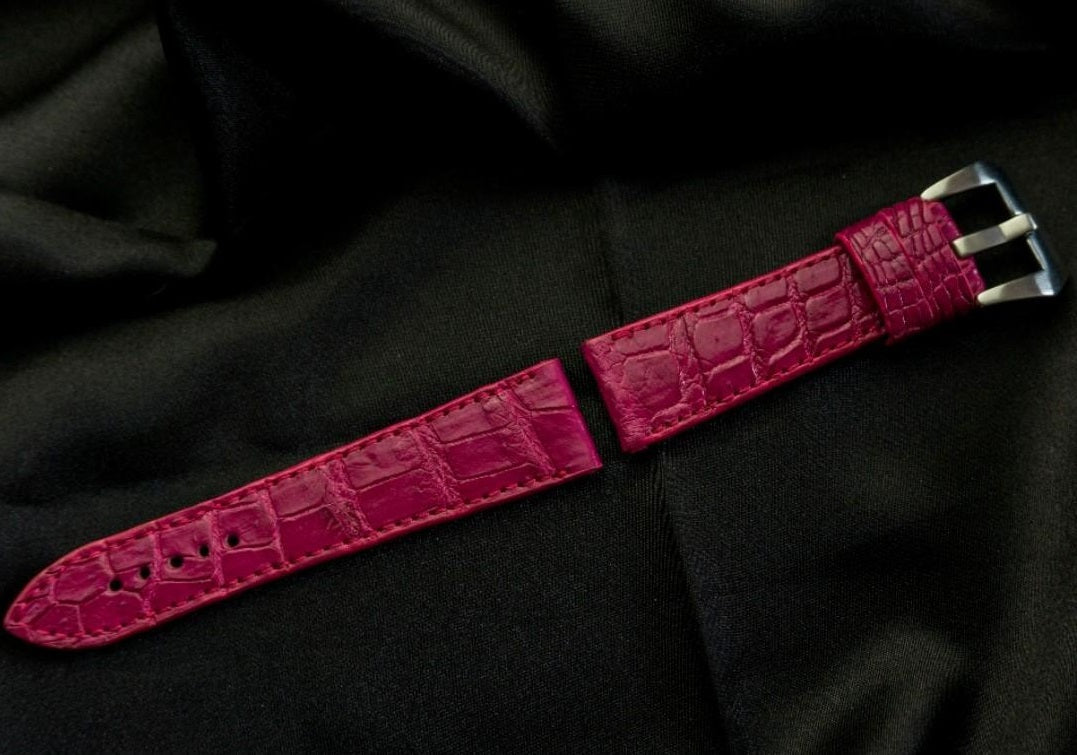 PINK CROCODILE BELLY LEATHER STRAP
