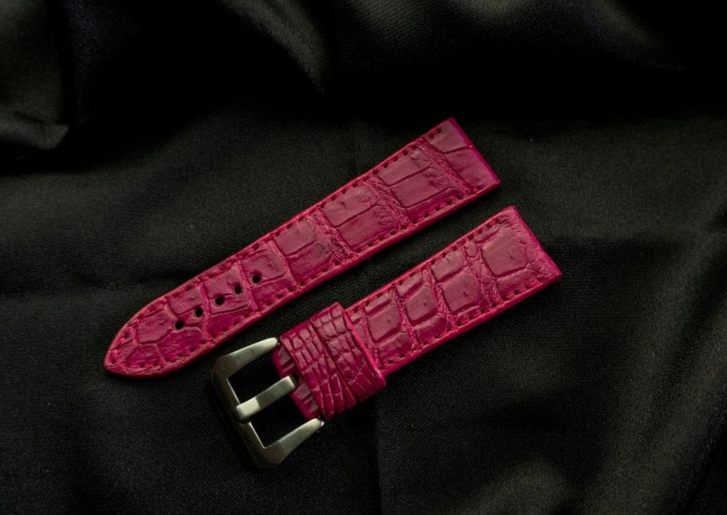 PINK CROCODILE BELLY LEATHER STRAP