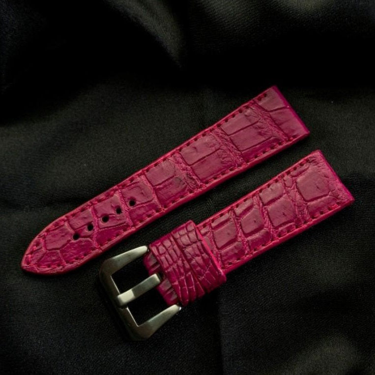 PINK CROCODILE BELLY LEATHER STRAP