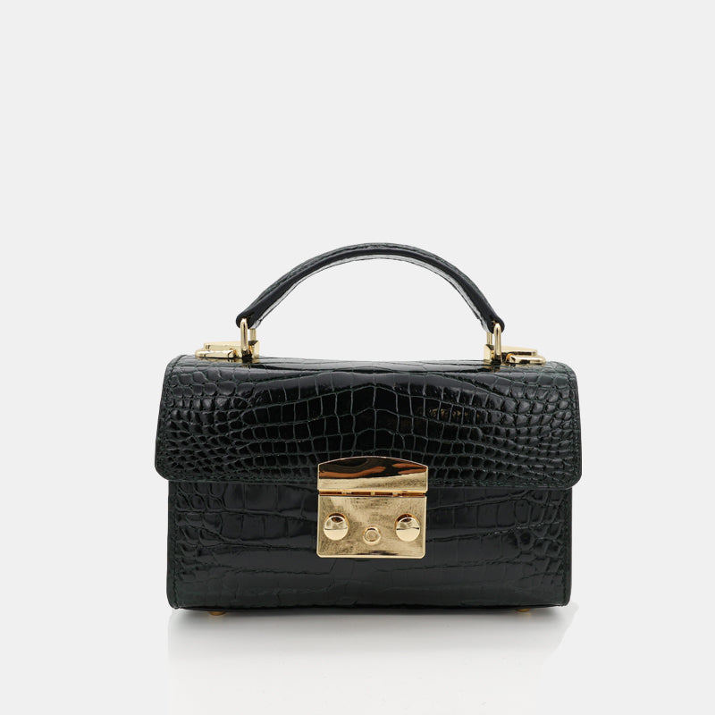 BLACK HANDMADE GENUINE CROCODILE BAG