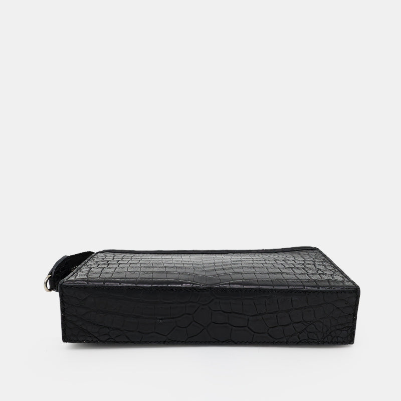 BLACK HANDMADE GENUINE CROCODILE CLUTCH