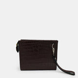 BROWN HANDMADE GENUINE CROCODILE CLUTCH