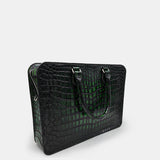 GREEN HANDMADE GENUINE CROCODILE LAPTOP BAG