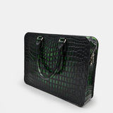GREEN HANDMADE GENUINE CROCODILE LAPTOP BAG