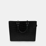 BLACK HANDMADE GENUINE CROCODILE BAG