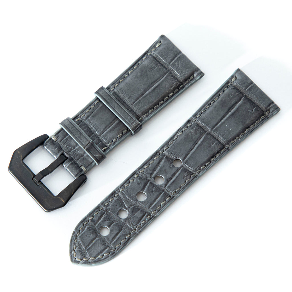 GREY CROCODILE BELLY LEATHER STRAP