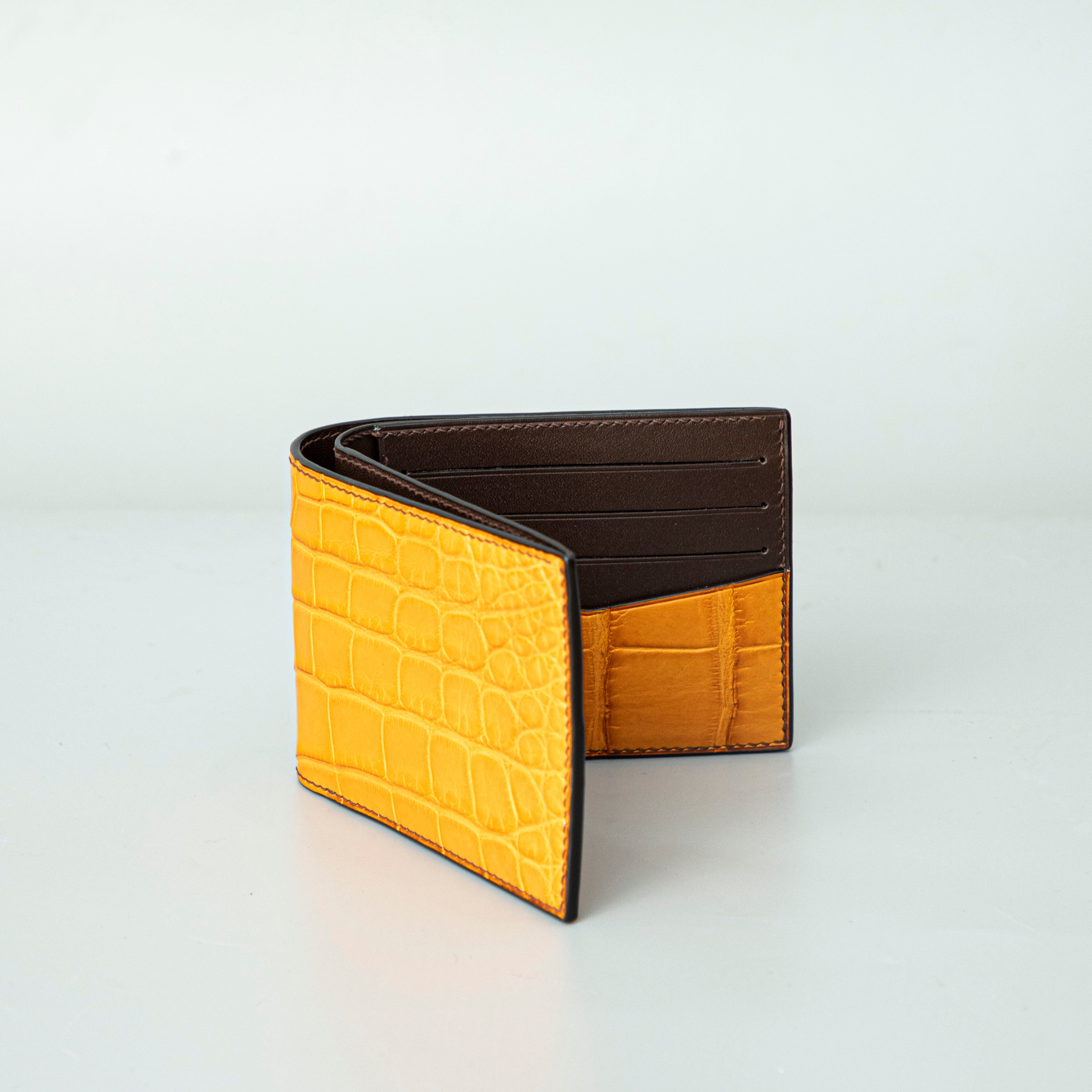 Orange Crocodile leather wallet