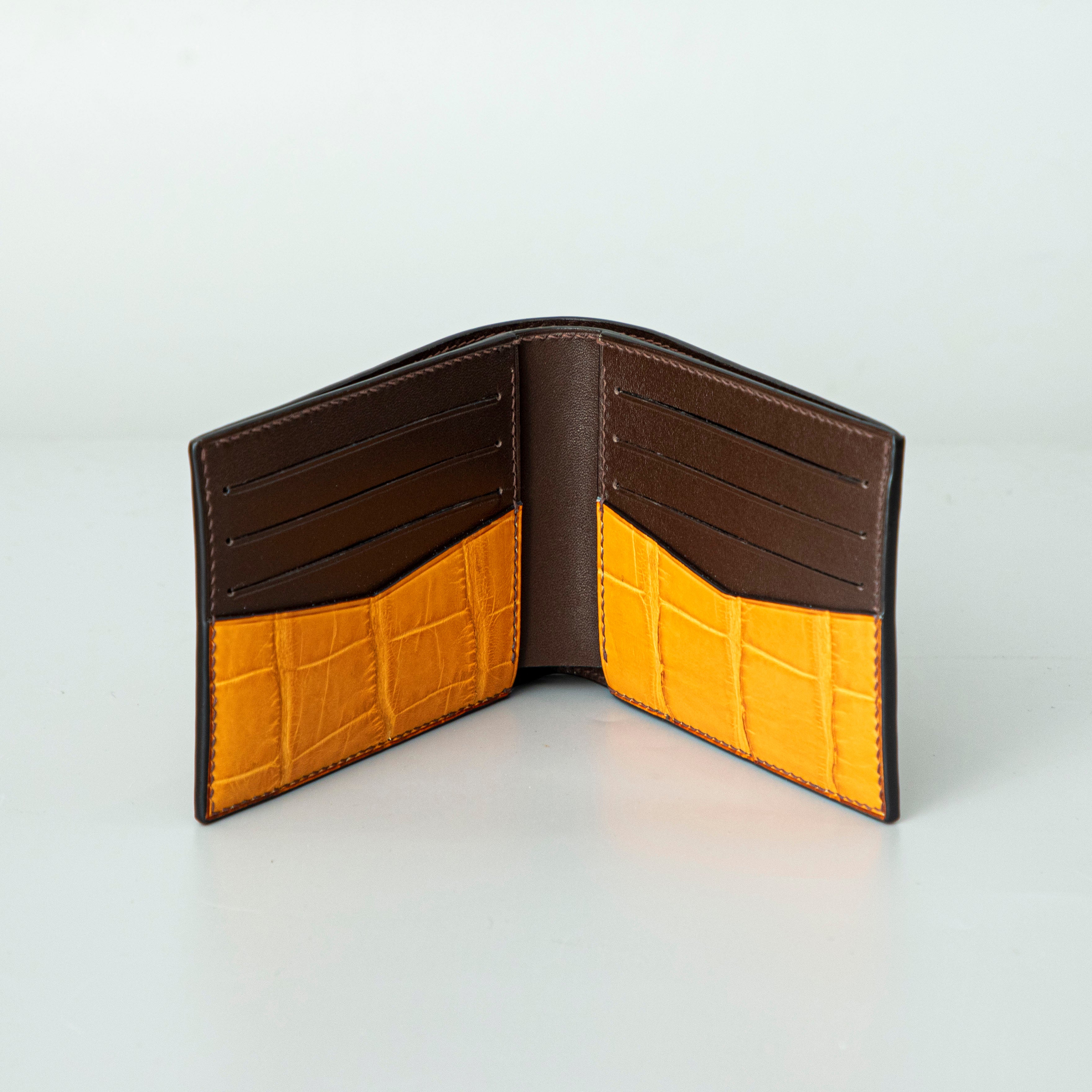 Orange Crocodile leather wallet