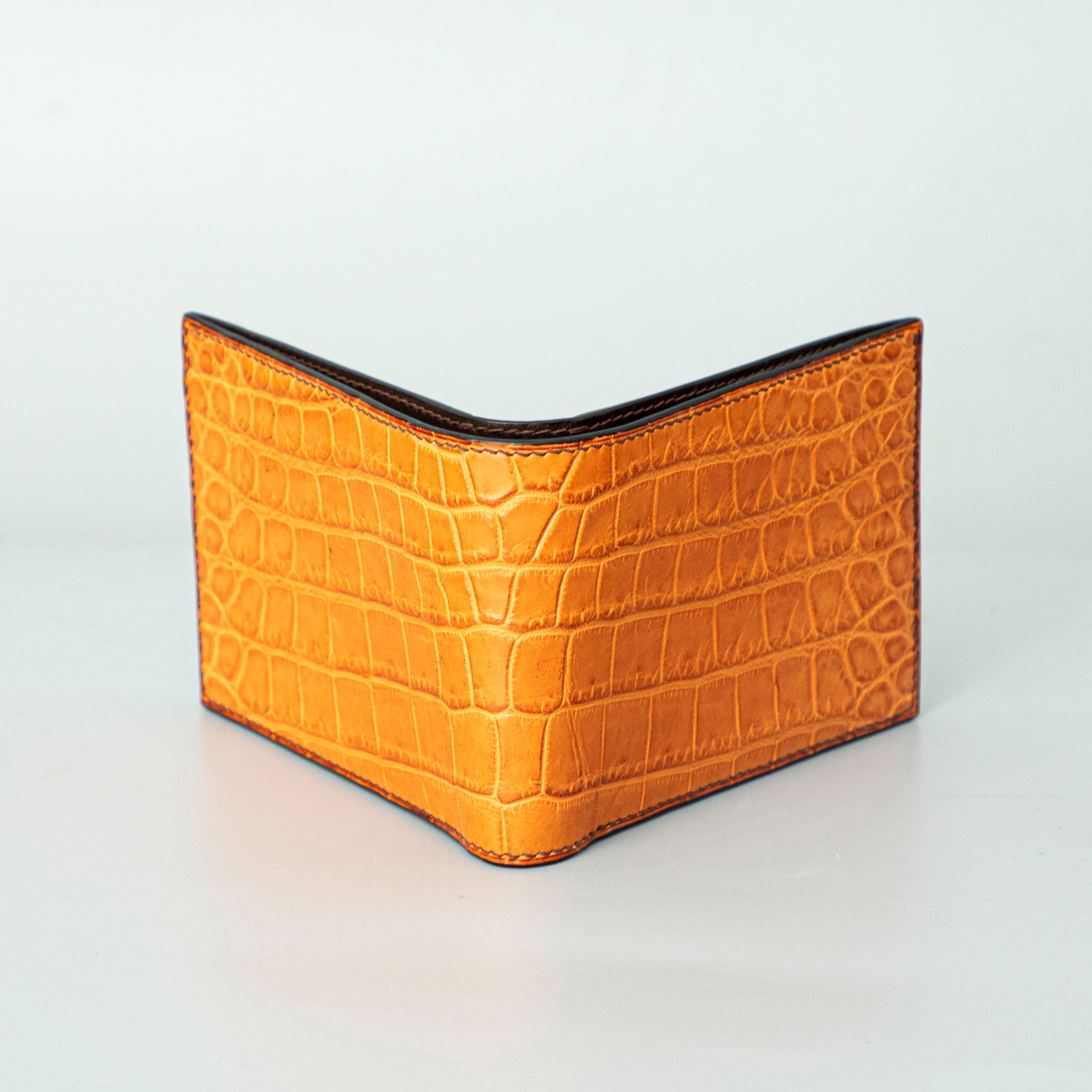 Orange Crocodile leather wallet