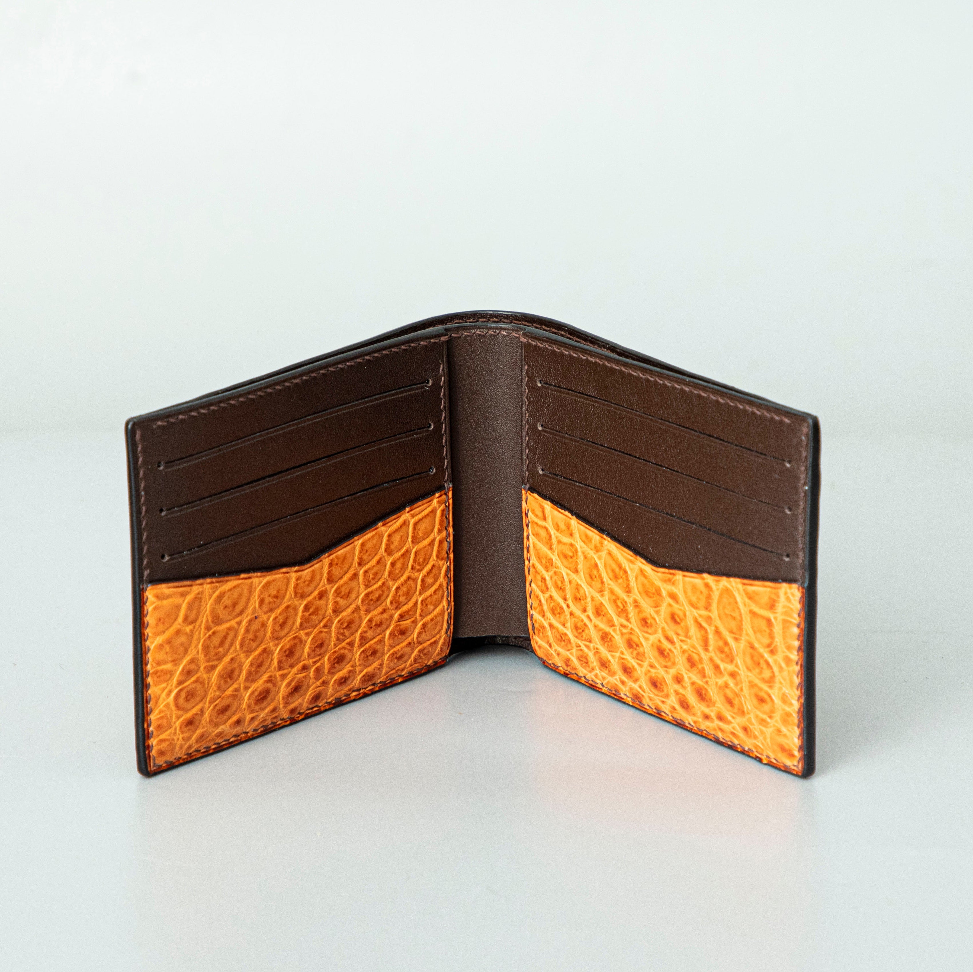 Orange Crocodile leather wallet