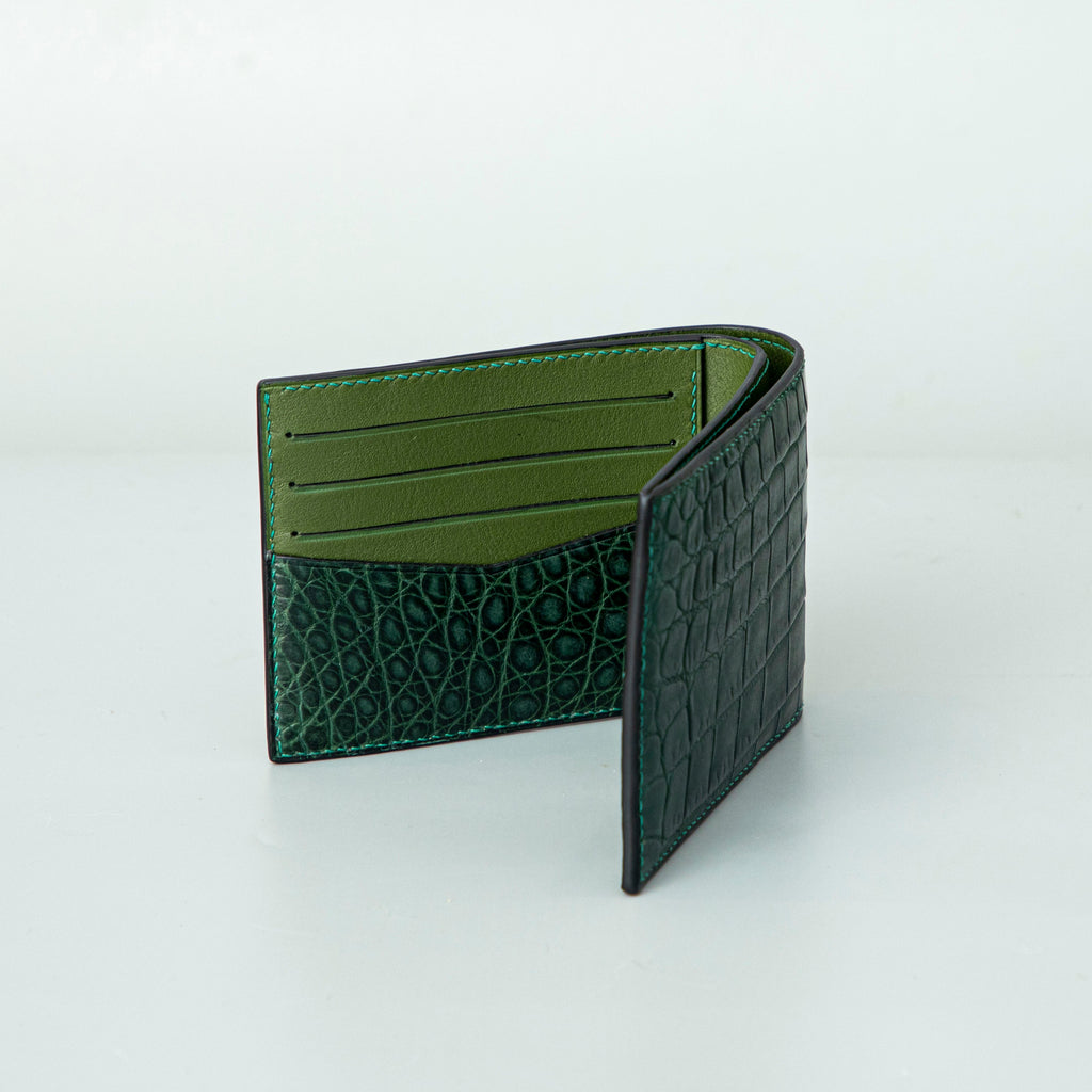 Green Crocodile leather wallet