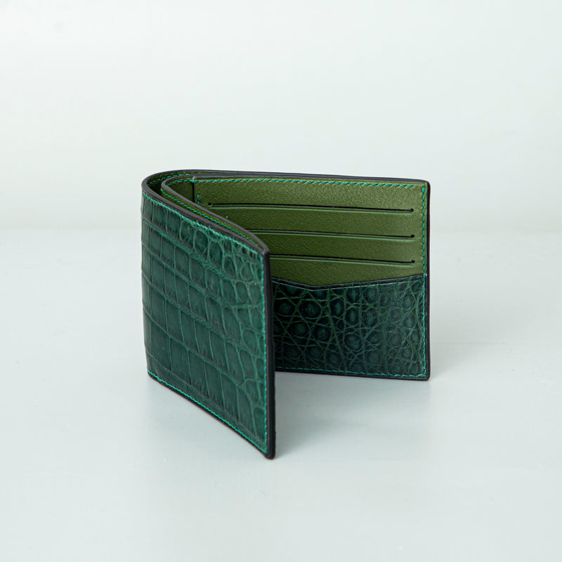 Green Crocodile leather wallet