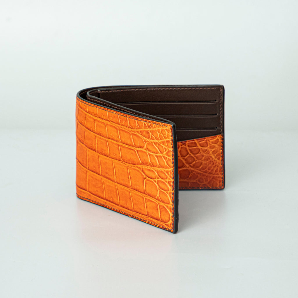 Orange Crocodile leather wallet