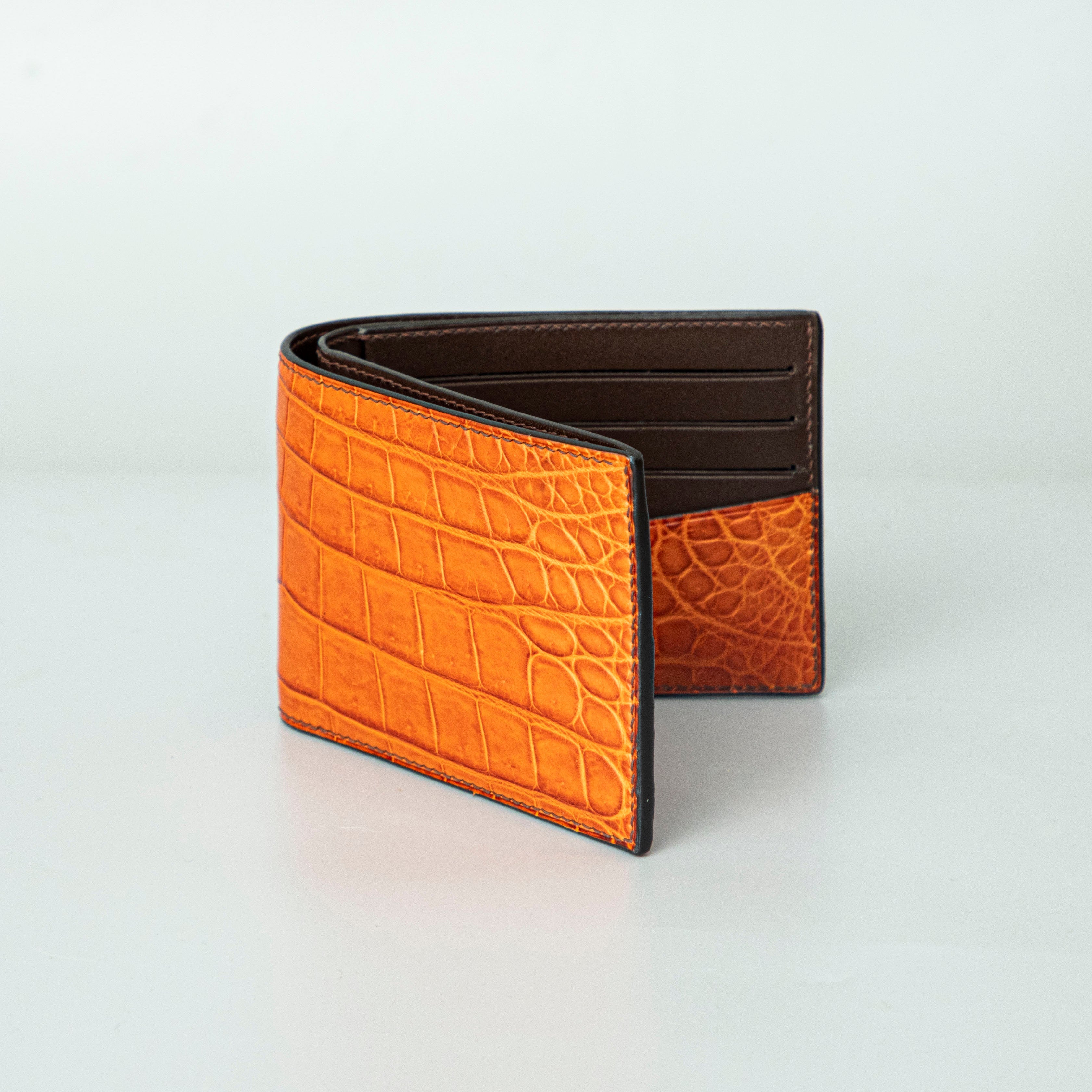 Orange Crocodile leather wallet